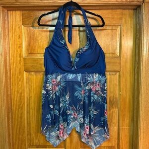 4X Women’s 2 piece tankini set in a beautiful blue flyway sheer - NEW NO BRAND